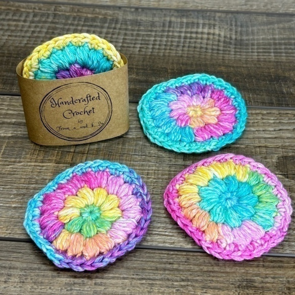 Handcrafted Crochet Scrubbies Face Round Makeup Remover Set Cotton Yarn